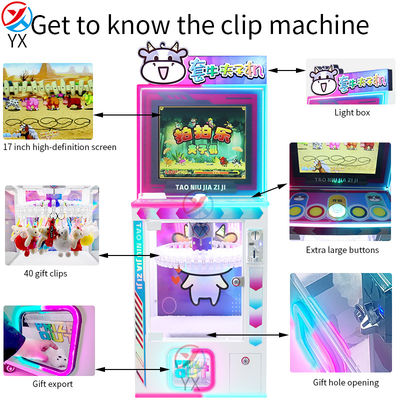 Button Grabbing Cow Clamp Machine 40 Clips Capacity Shopping Mall Attraction Compact Size Arcade Entertainment