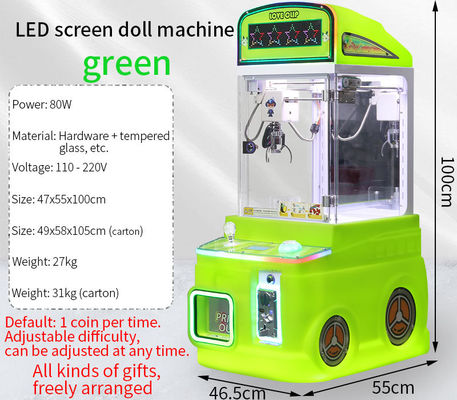 Machine de poupée verte pour enfants Jeu d'arcade Mini Claw Factory Vente directe