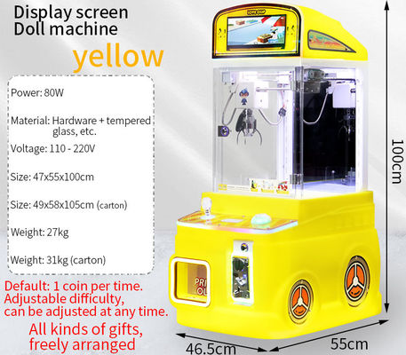 Mini griffe jaune distributeur automatique de jouets en peluche pour enfants, machine d'arcade